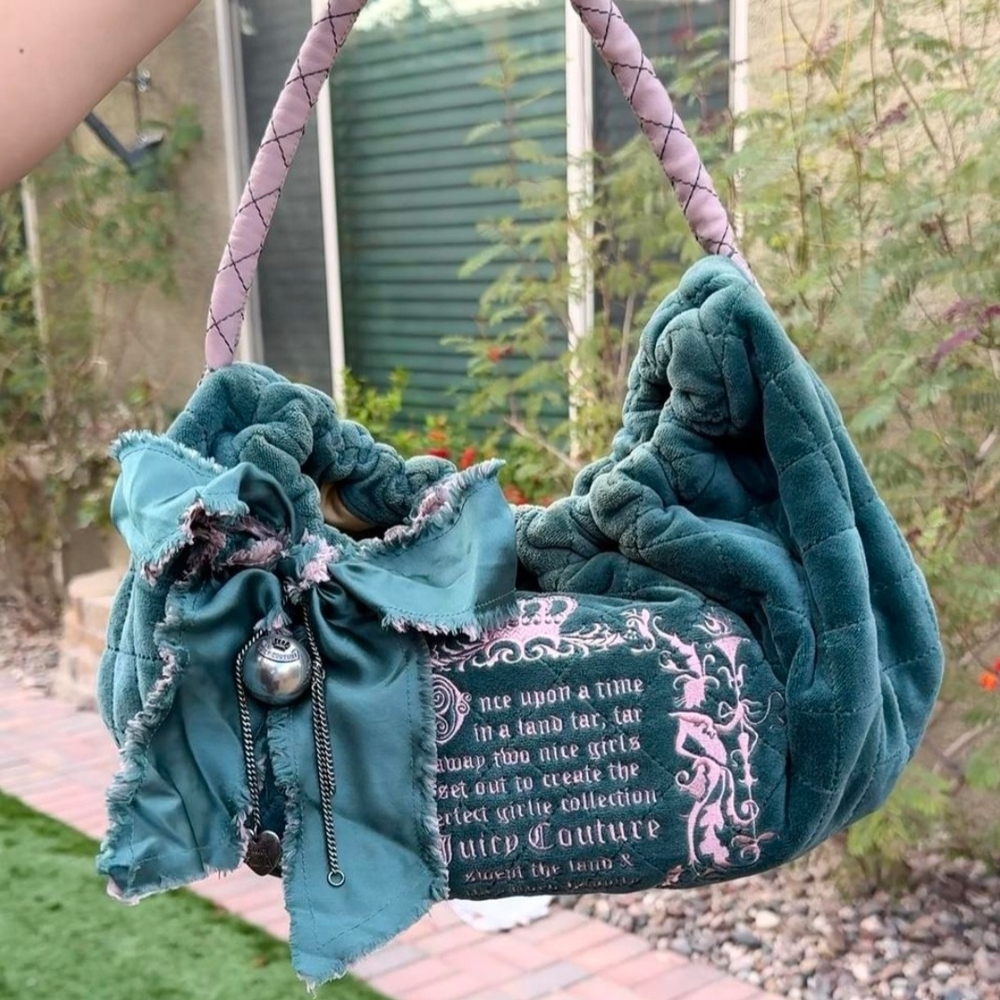 Juicy Couture Green Once Upon A Time Velvet Shoulder Bag